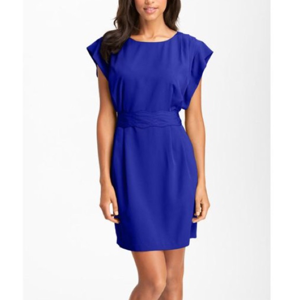 Eliza J Women's Blue Drape Sleeve Sash Belt Dress - Picture 1 of 5